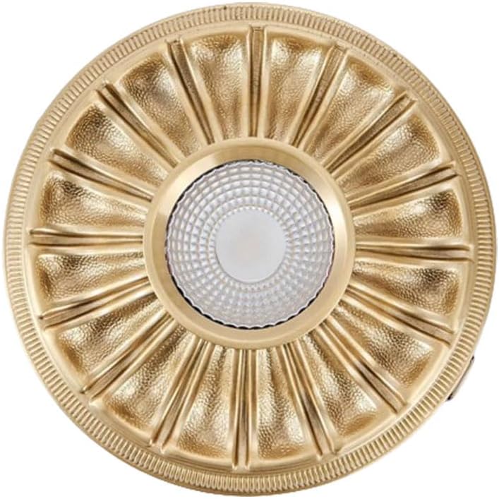 4.5 Inch Round Brushed Brass Downlight,Dimmable LED Recessed Light Fixtures Ceiling Lights,CRI 90+, Frame Baffle Trim,Anti-Glare LED Downlight 3000K-6000K Recessed Lighting