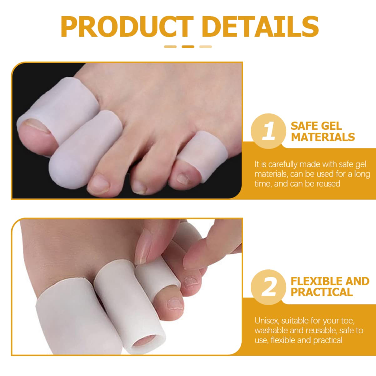 Ipetboom 10Pcs Gel Toe Sleeves Protectors for Painful Big Toe Relief Soft Toe Separators for Bunion Blisters Washable Reusable Comfort for