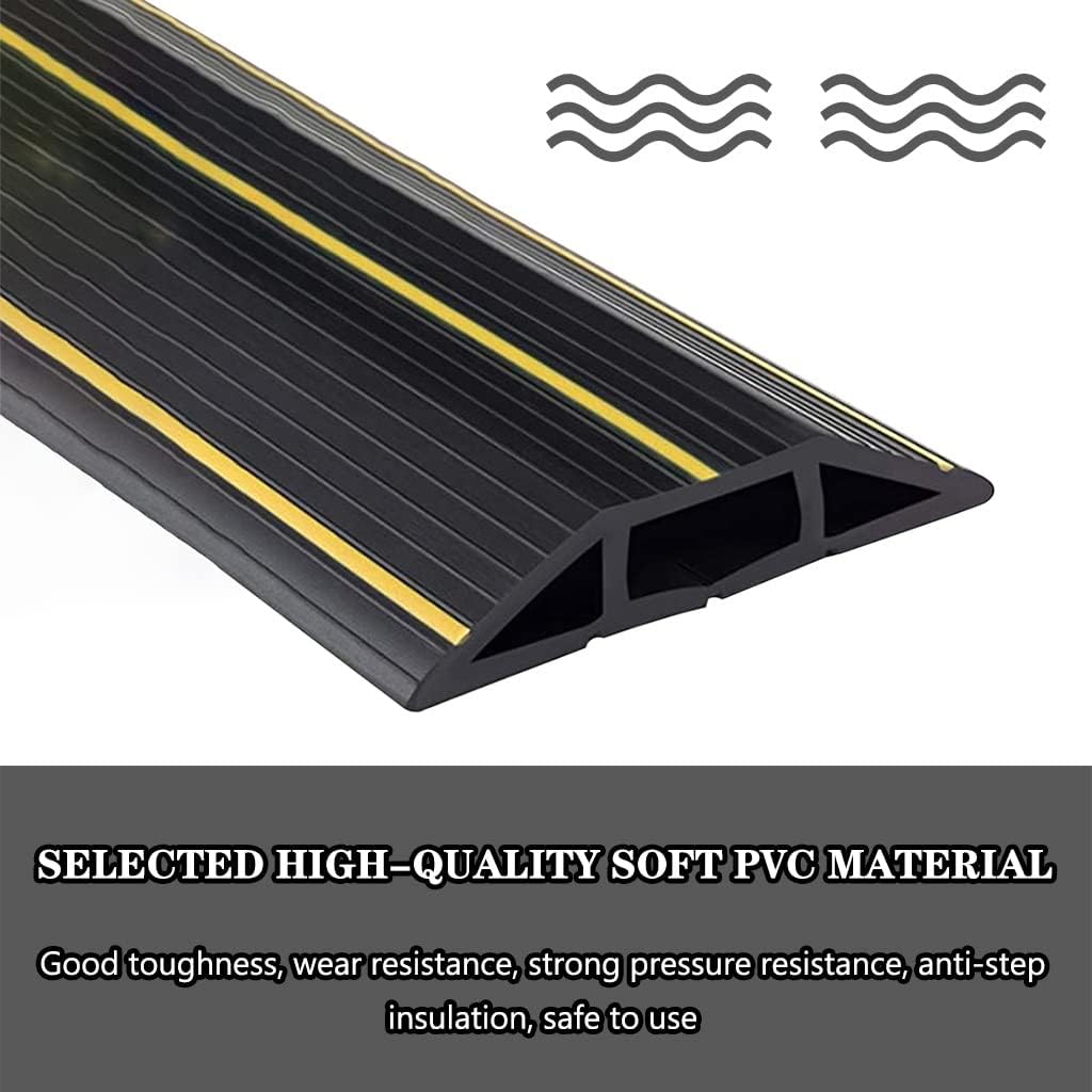 Floor Cord Cover Office Large Capacity Soft PVC Floor Cable Cover, Easy to Cut Anti-Trip Floor Cord Management, Cord Cavity-3.5 * 1.5cm/1.4 * 0.6inches