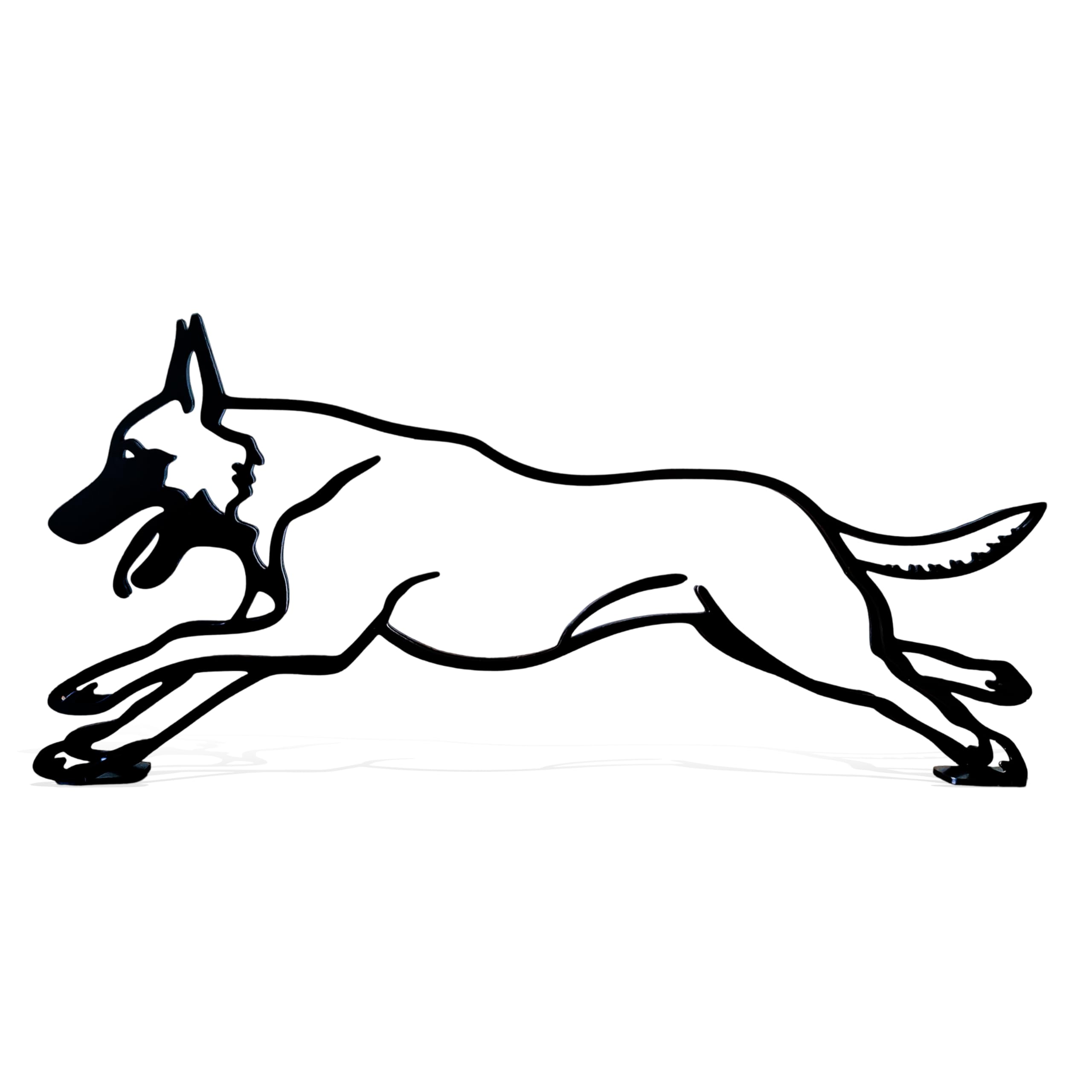 Minimalistic Black Metal Belgian Malinois Dog Small Statue Art Figurine Gift Desktop Ornament Home Office Decor