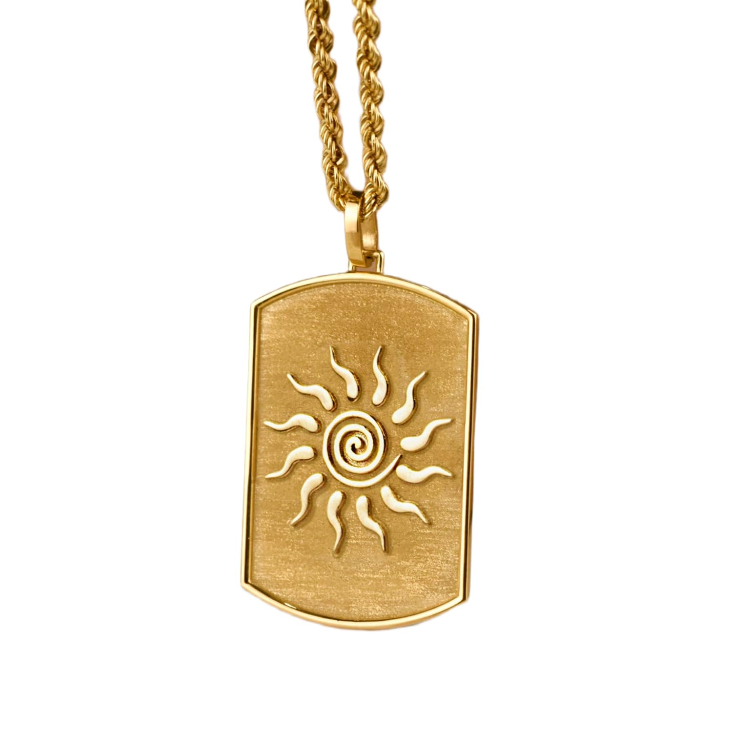 Collier pendentif soleil spirale argent plaqué or 45,7cm - 4