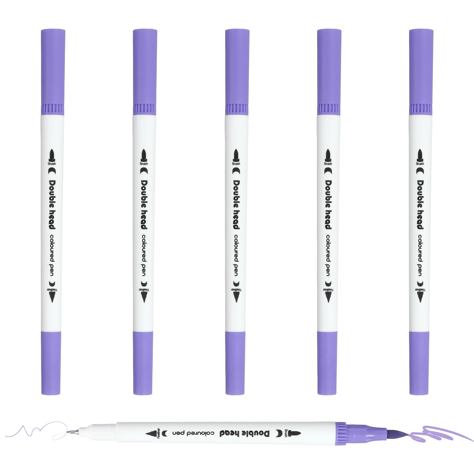 PATIKIL 6Pack Dual Brush Markers, Light Purple Watercolor Fine and Brush Tips Pens Colored Marker Calligraphy Coloring Art Supplies Set for Coloring Book Illustration Sketching Journaling