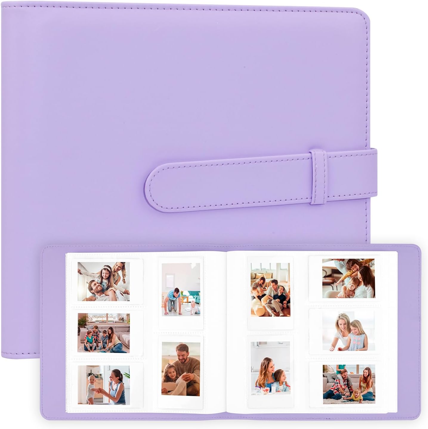 Veicevol 360 Pockets Photo Album for Fujifilm Instax Mini Camera, Album for Polaroid Photo, Leather Cover, Photo Album for Fujifilm Instax Mini 12 11 9 40 8 7 Evo LiPlay Camera, Purple