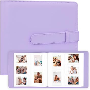 Veicevol 360 Pockets Photo Album for Polaroid 2x3" & Instax Mini, Purple | Horizontal & Vertical Layout, PU Leather Cover, Secure 2x3" Photo Storage, Album Book for Wedding Birthday Travel Memories