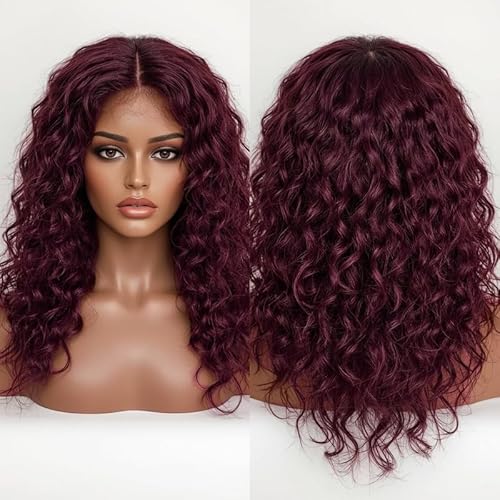 KyNaj Rich Wine Red Afro Curly Wig - 20" Deep