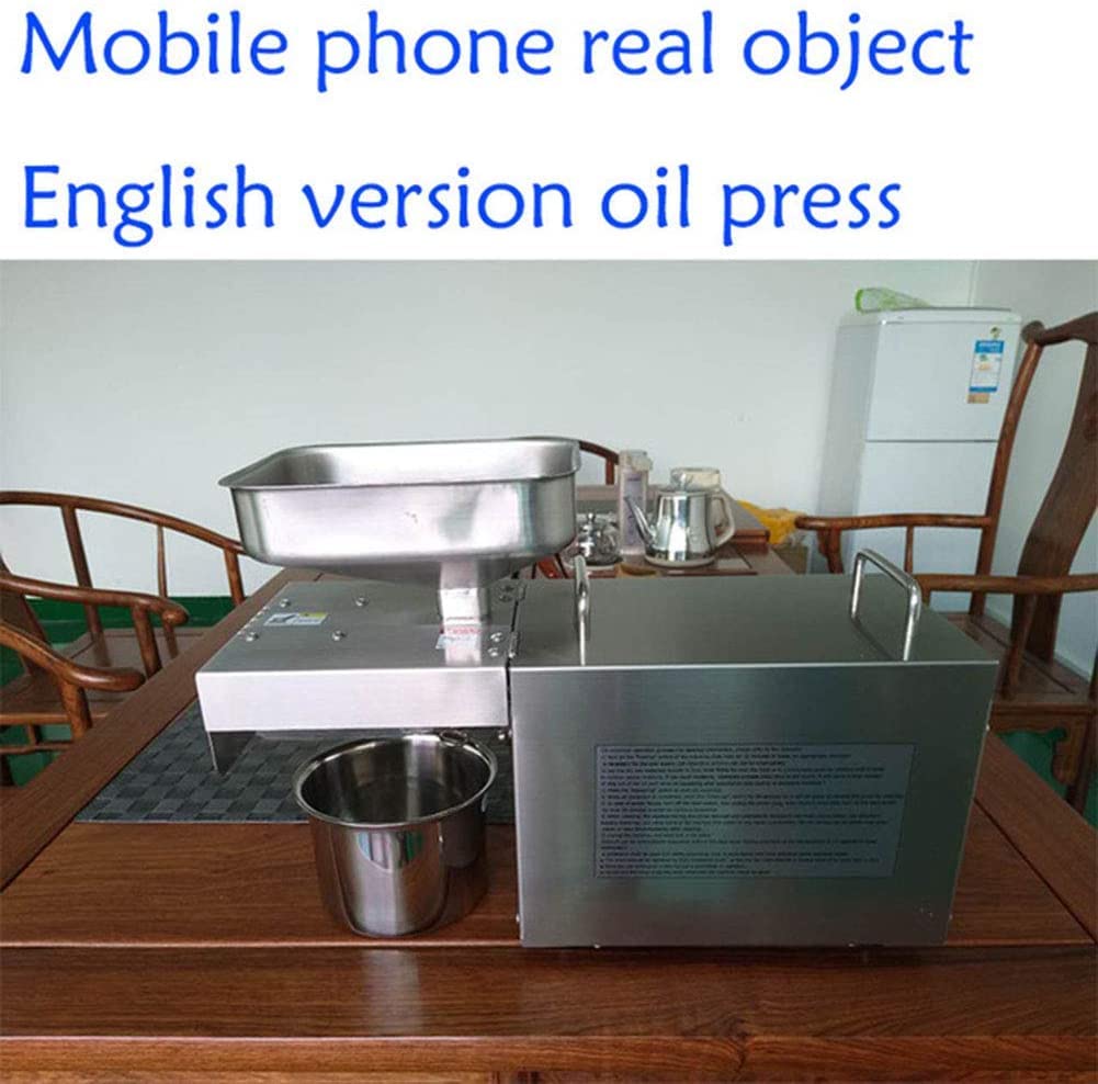 Automatische Ölpresse, Kalt-/Heißnussöl-Extraktor, 304 Edelstahl, für Zuhause, kommerzielle Öl-Expeller für Oliven, Erdnüsse, Sesam, Leinsamen, Perilla, Walnuss, Mandel usw
