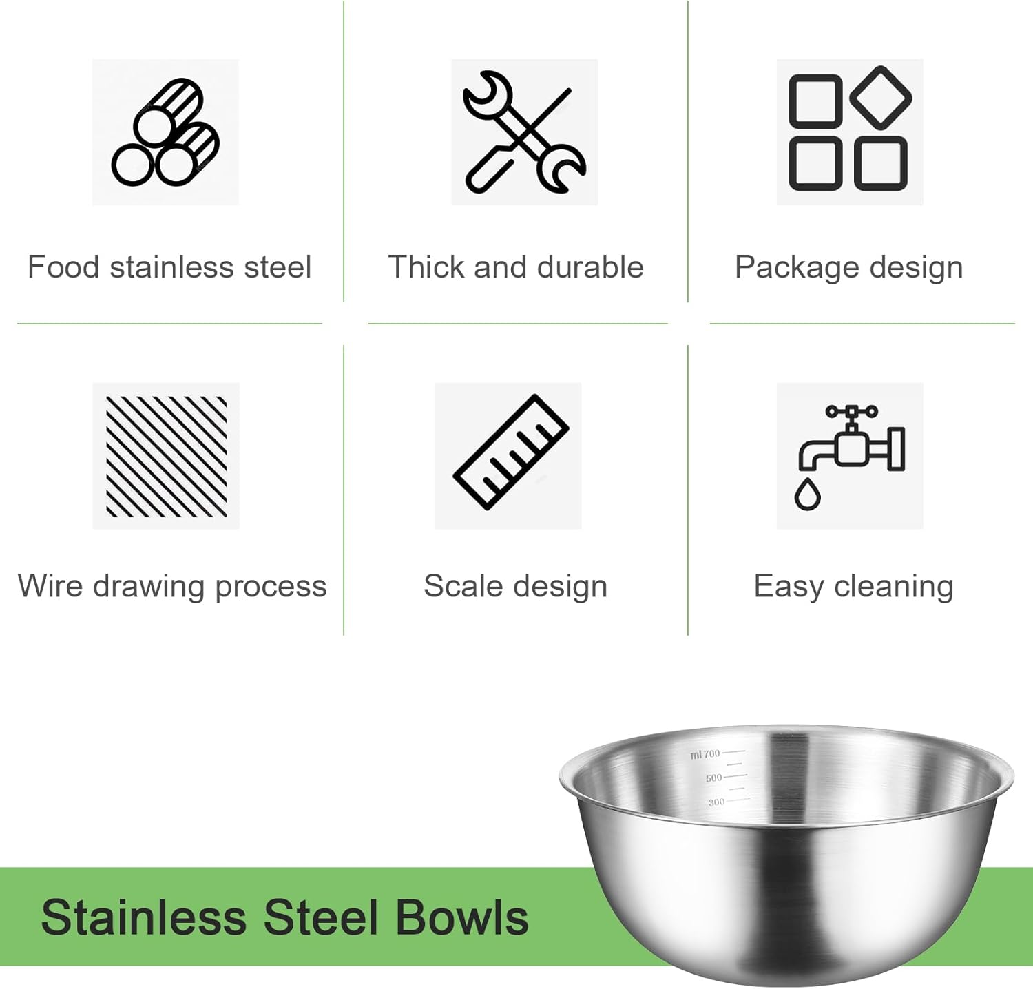 Stainless Steel Bowls 304 Metal Lightweight Unbreakable Dinner Bowls Set Non-Toxin Dishwasher Safe BPA Free and Healthy (8 Pack 24Oz)