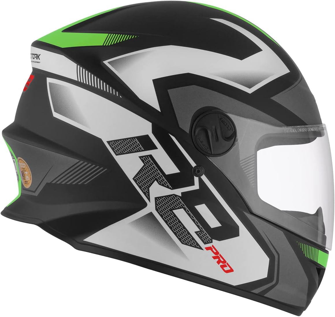 Imagem lateral do capacete com fundo neutro e claro.