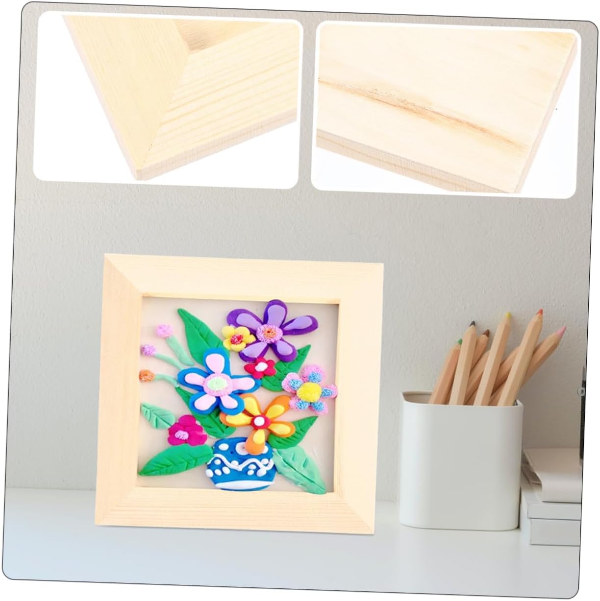5pcs DIY Wood Clay Picture Frames 12x12cm for Children Painting