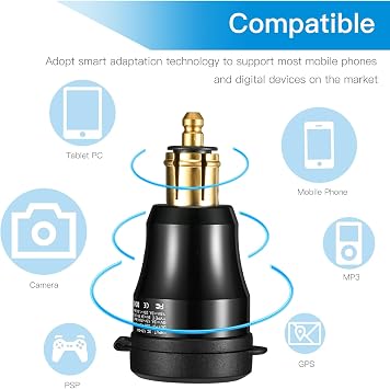 Motorcycle Power Adapter DIN Hella Plug to QC 3.0 USB & Type C Charger Compatible with BMW Triumph Tiger Ducati Motorcycle