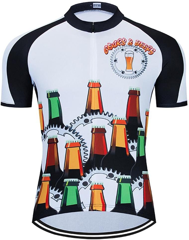 MOXILYN Men Cycling Shirts Mountain Bike Shirts Short Sleeve 3D Beer Cycling Jersey - Funny Bicycle T-Shirt