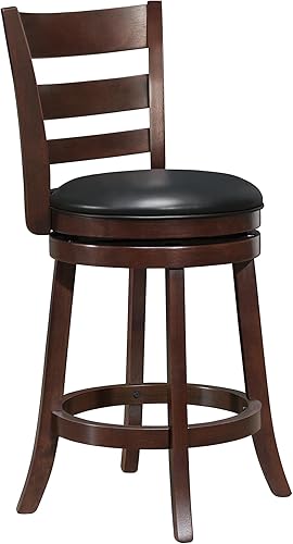 Miniatura 8 de Homelegance Contador giratorio de altura, taburetes para sillas de bar de isla de cocina, asiento acolchado de piel sintética negra (desplazamiento
