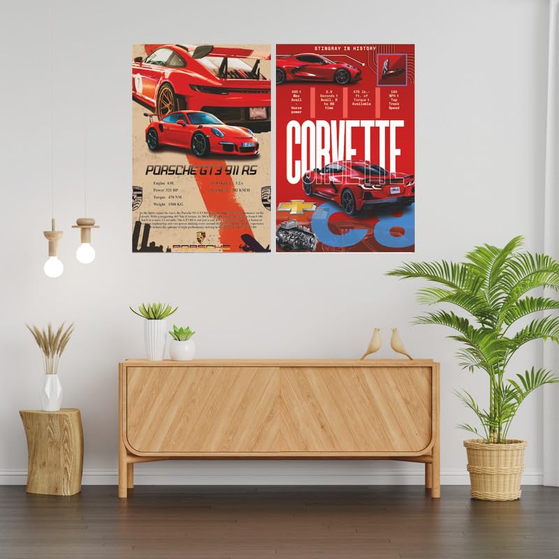 Image of POSTERONN Super Cars Poster Pack of 6 A4 | Room Decor Wall Posters for Living Room Bedroom Office | Motor Sport Theme Posters | Home Decoration Posters with Glue Dots Stylish Design Premium.