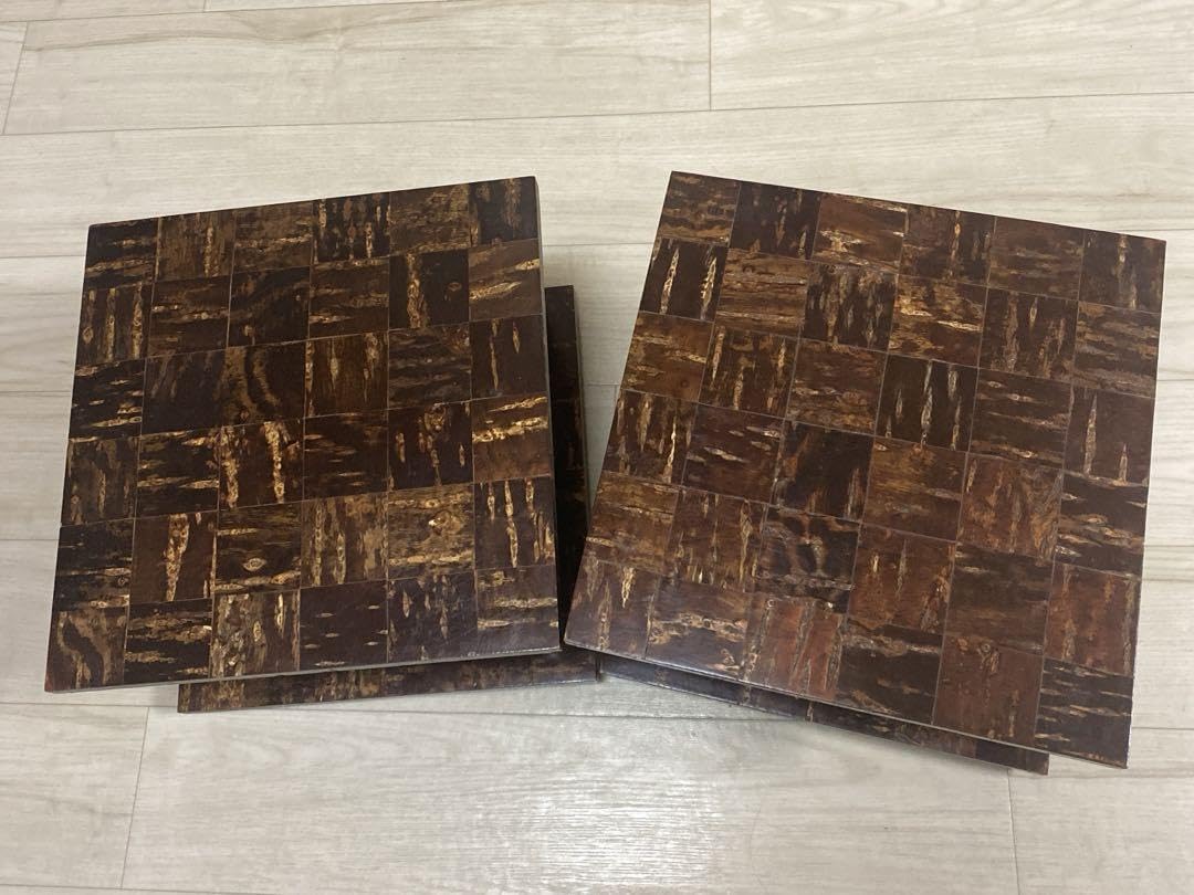 Amazon.co.jp: 樺細工 ミニテーブル 市松模様 花台 日本伝統工芸 秋田