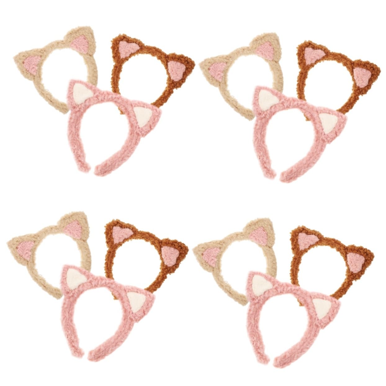 Healeved 12piezas Diademas De Maquillaje Orejas De Gato Para Cuidado Facial Bandas De Lavado De Cara Para Mujeres Diseño y Elástico Oscuro