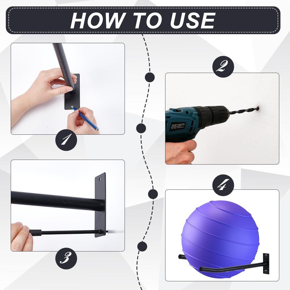 UNICRAFTALE 2 Ensembles Supports Muraux Pour Ballon d Exercice Noir En Fer Supports Métallique Pour Ballon de Yoga Support de Stabilite Support Pour Ballons de Gym Pour Garage ou Studio 10x4x39.5cm