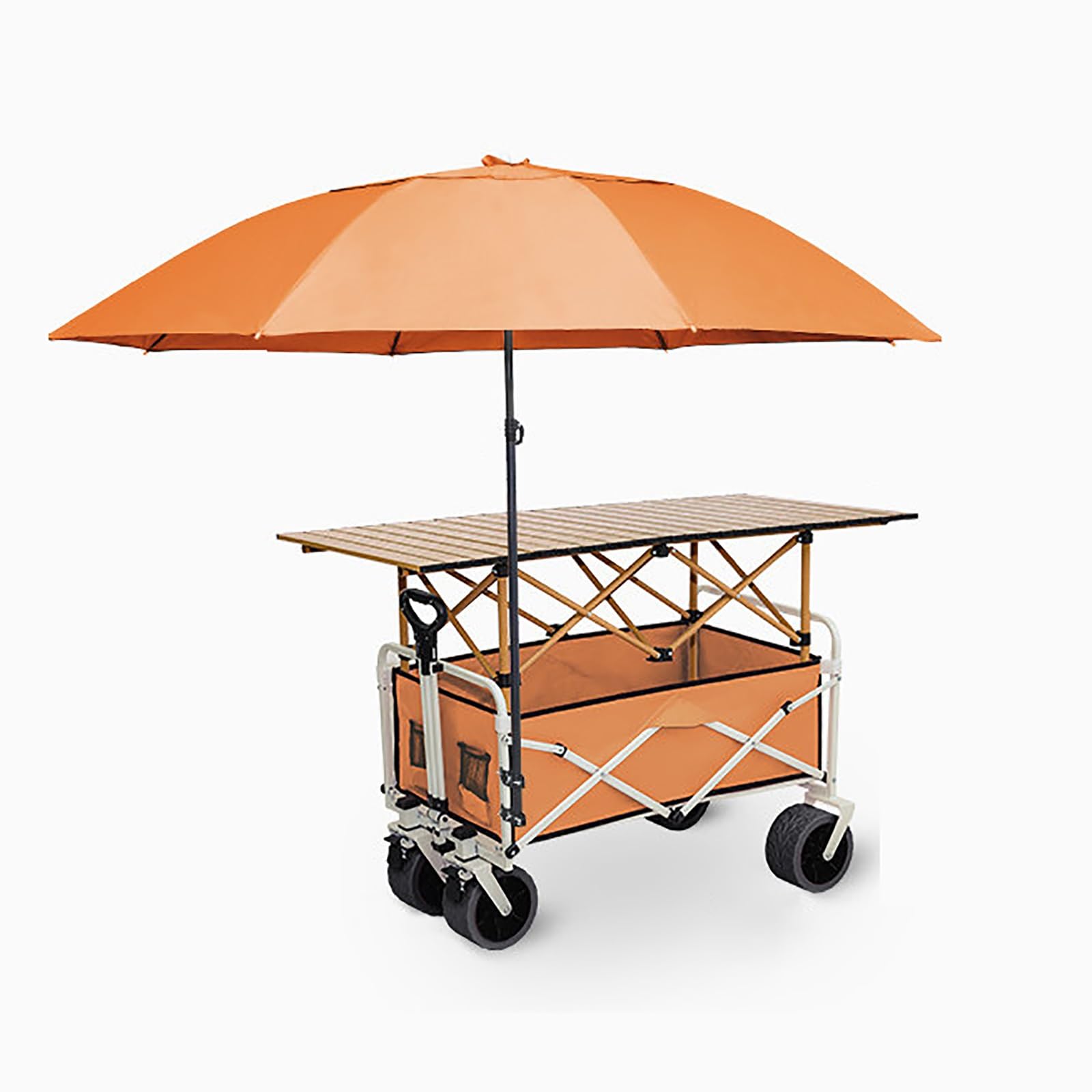 Foldable Outdoor Vendor Cart, Heavy-Duty Mobile Street Food Display Stand