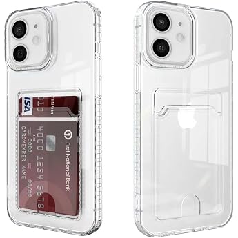 Case for iPhone 12 with Card Slot Transparent TPU Mobile Phone Case Ultra Thin Soft Shockproof Protective Case Bumper Cover for iPhone 12