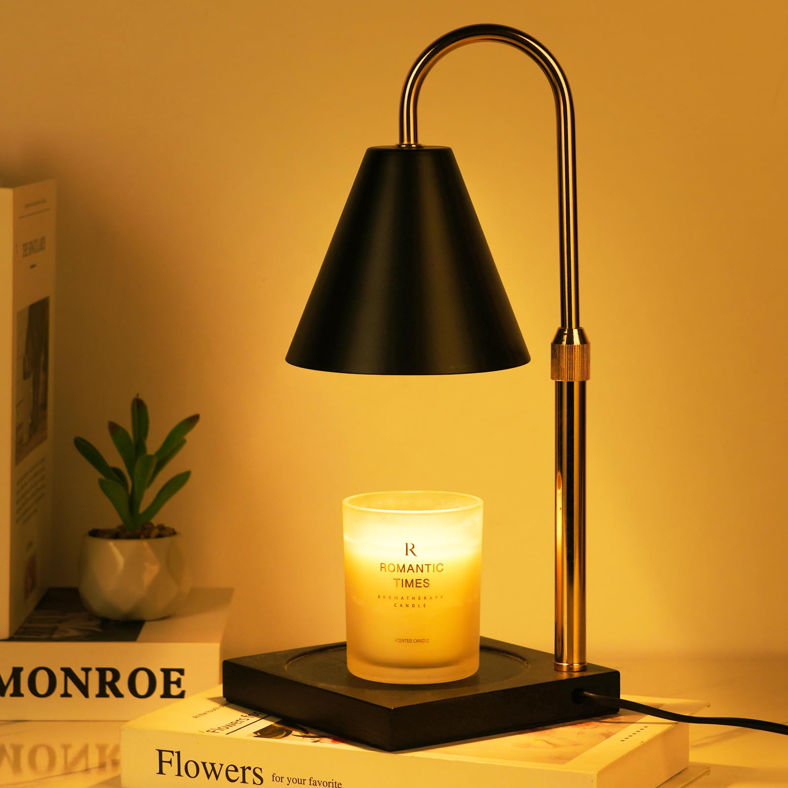 Chauffe-Bougie Électrique Avec Minuterie Et Variateur - Lampe Parfumée Moderne Hauteur Réglable Pour Maison, Yoga, Chambre | Sans Flamme, Sûr Et Élégant