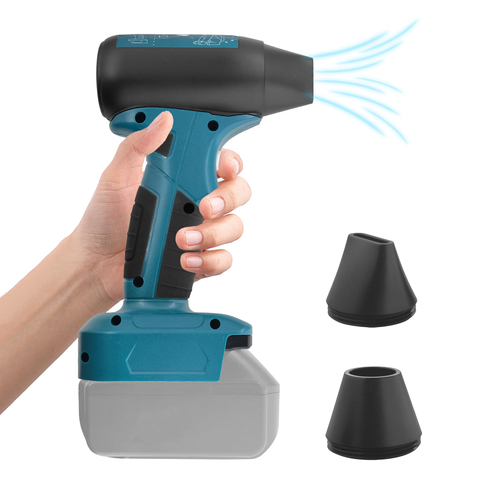 Souffleur de feuilles sans fil pour dépoussiérage rapide ventilateur turbo à 4 vitesses