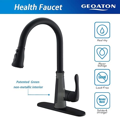 Miniatura 2 de Grifo de cocina sin contacto con rociador abatible, 20 grifos de fregadero de cocina individuales con rociador extraíble, un solo mango de arco alto