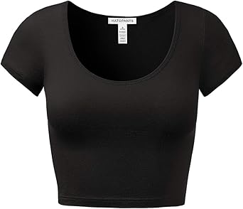 Womens Cotton Crop Tops Short Sleeve Scoop Neck Stretchy Casual Shirt