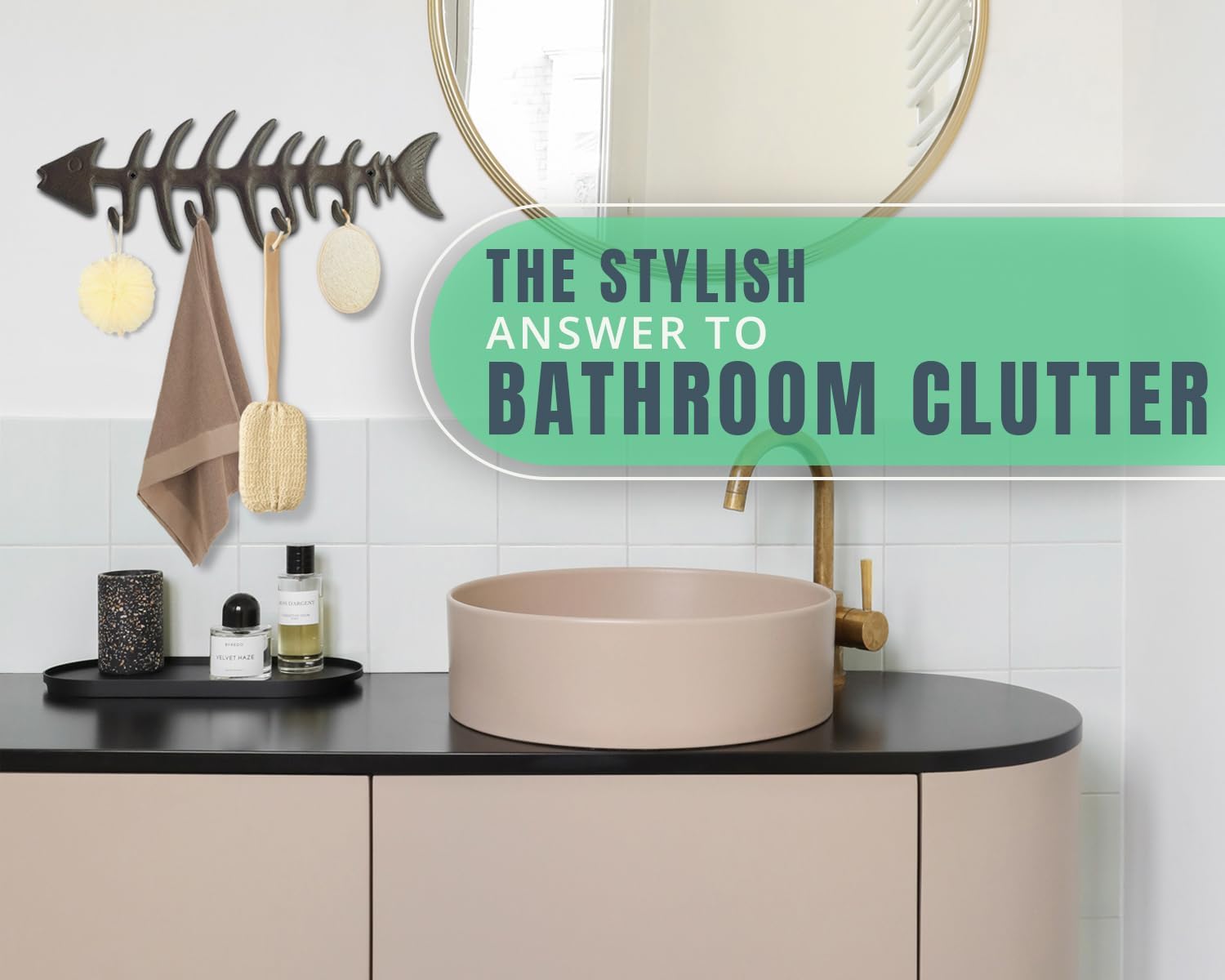 Comfify Fish Bones Wall Mounted Towel Rack – Stylish Cast Iron Hanger with 4 Hooks for Towels, Robes, and More – Includes Screws and Anchors – Brown - Image 4