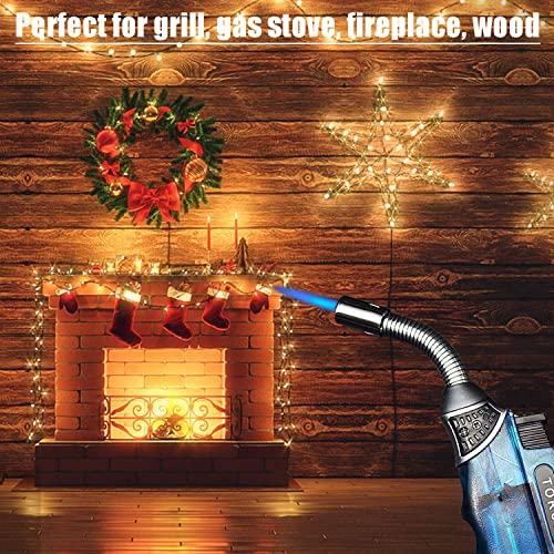 Yeuligo Torch Lighters, Butane Lighter With 360° Flexible Neck And Visible Window, Refillable Grill Lighter With Keyhole, Blue(Without Gas) #TOP3