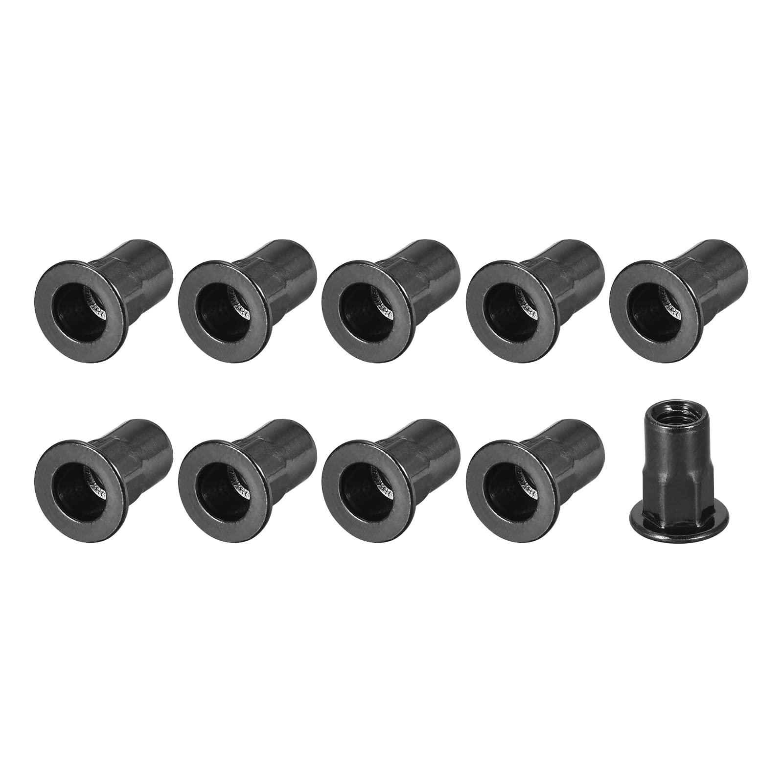 METALLIXITY Rivet Nuts (M4) 50Pcs, Carbon Steel Half Hex Threaded Insert Nuts - for Furniture Mechanical Fasteners Black