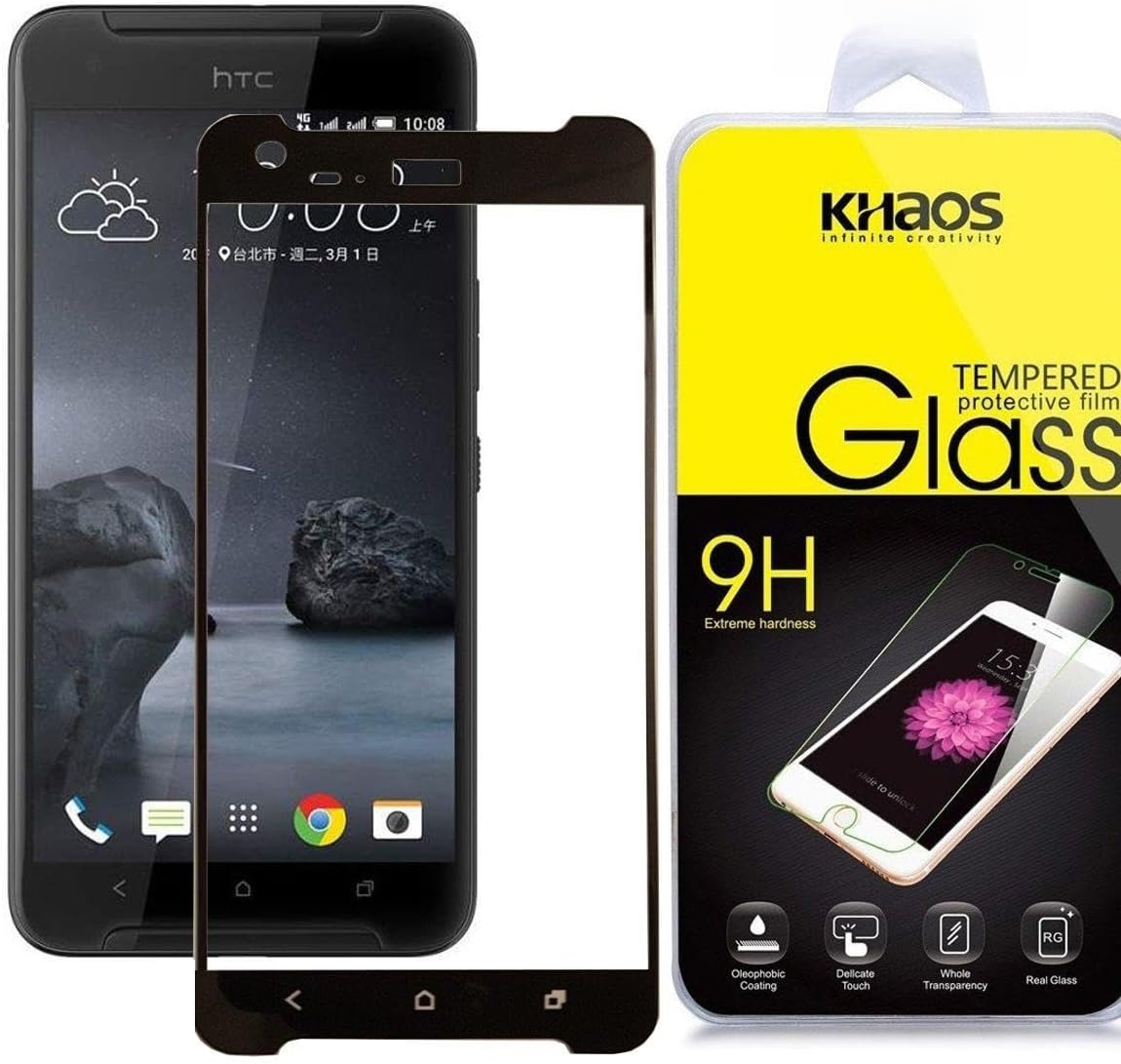 [6 Pack] Khaos for HTC X9 [Full Cover] HD Clear Tempered Glass Screen Protector with Lifetime Replacement Warranty -Black