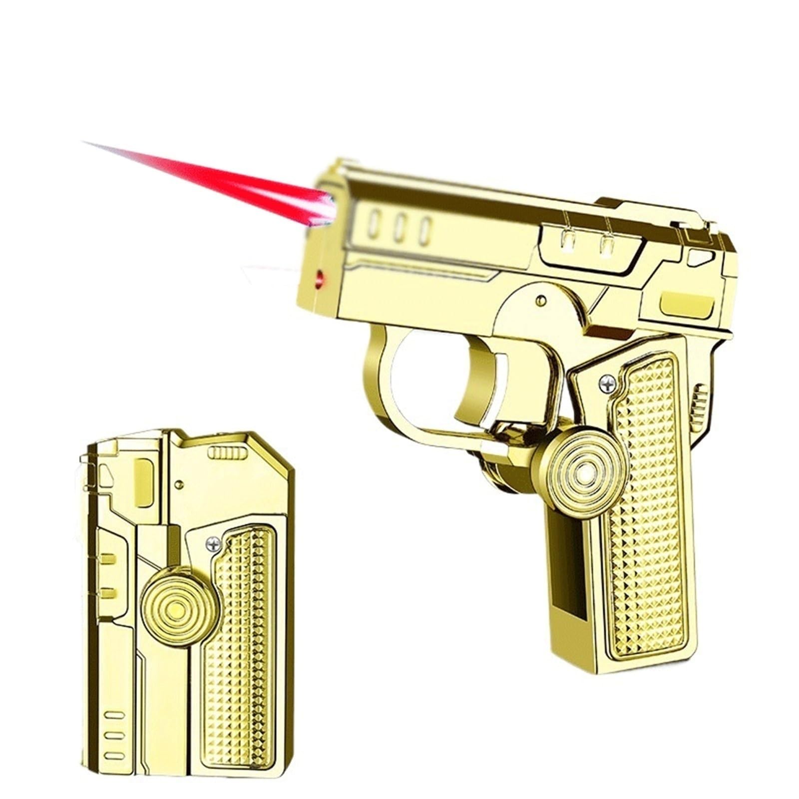 Briquet torche coupe-vent multifonctionnel 5 en 1 rechargeable au butane coloris metallic