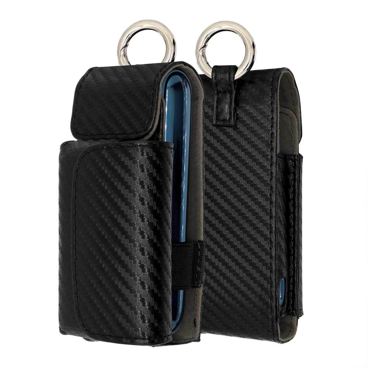 Ilma Case Carbon Ilma Case with Carabiner Carabiner Carabiner Portable Carbon Pattern Simple Protective Cover Hit Stick Storage Black