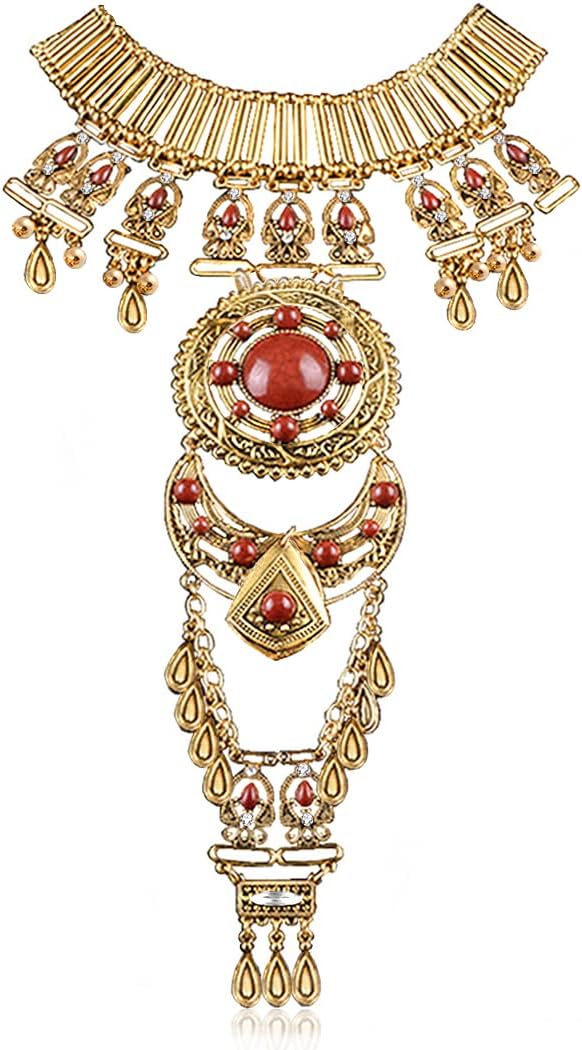 Boho Statement Turquoise Body Chain Necklace for Women, Gold Crossover Bikini Bra Body Jewelry Summer Beach Belly Waist Chain For Girls