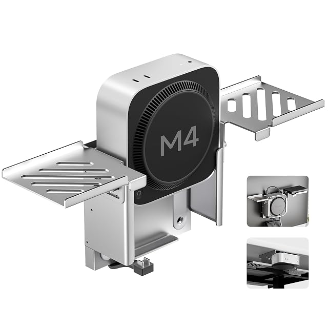 Minisopuru All Aluminum Mac mini M4 Dock Under Desk and Wall Mount Mac mini M4 Vesa Mount with