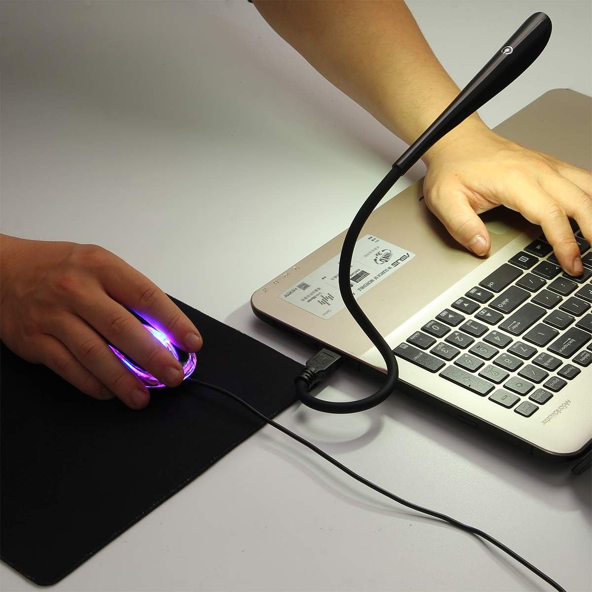 SOON GO Mini Mouse Pad Kids Mice for Laptop USB LED Light 3 in 1 Gift Combo Mouse Pad Non-Slip Rubber Base USB Reading Lamp with Dimmable Touch Switch and Flexible Gooseneck for Laptop Home Office - 7