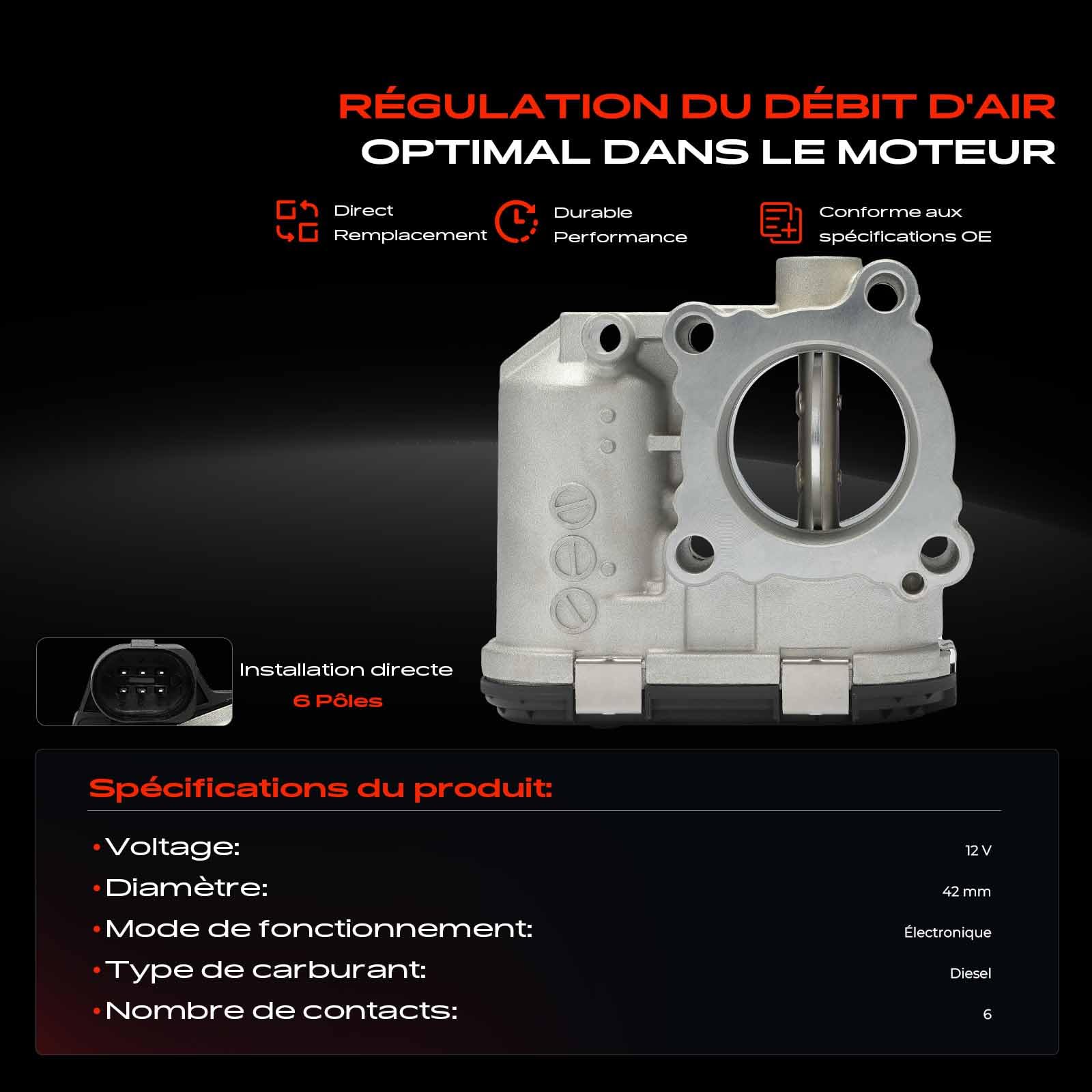 Frankberg Corps de papillon 8200330810 | Compatible avec: Boîte Trafic II FL, Koleos I HY, Trafic II plateau/châssis EL, M.e.g.a.n.e II Break KM0/1