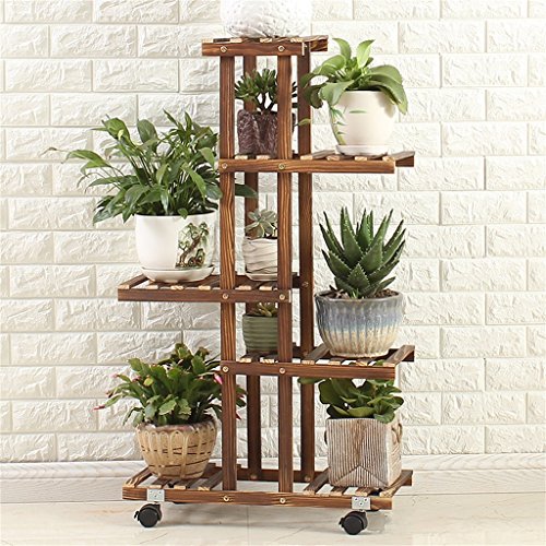 JUN-Estantería de flores 5 Niveles Soportes para macetas de Madera Maciza/Mostradores de Madera de Varios Pisos/Decoración de jardín Estantería de Madera para salón Revestimiento de Flores Soporte