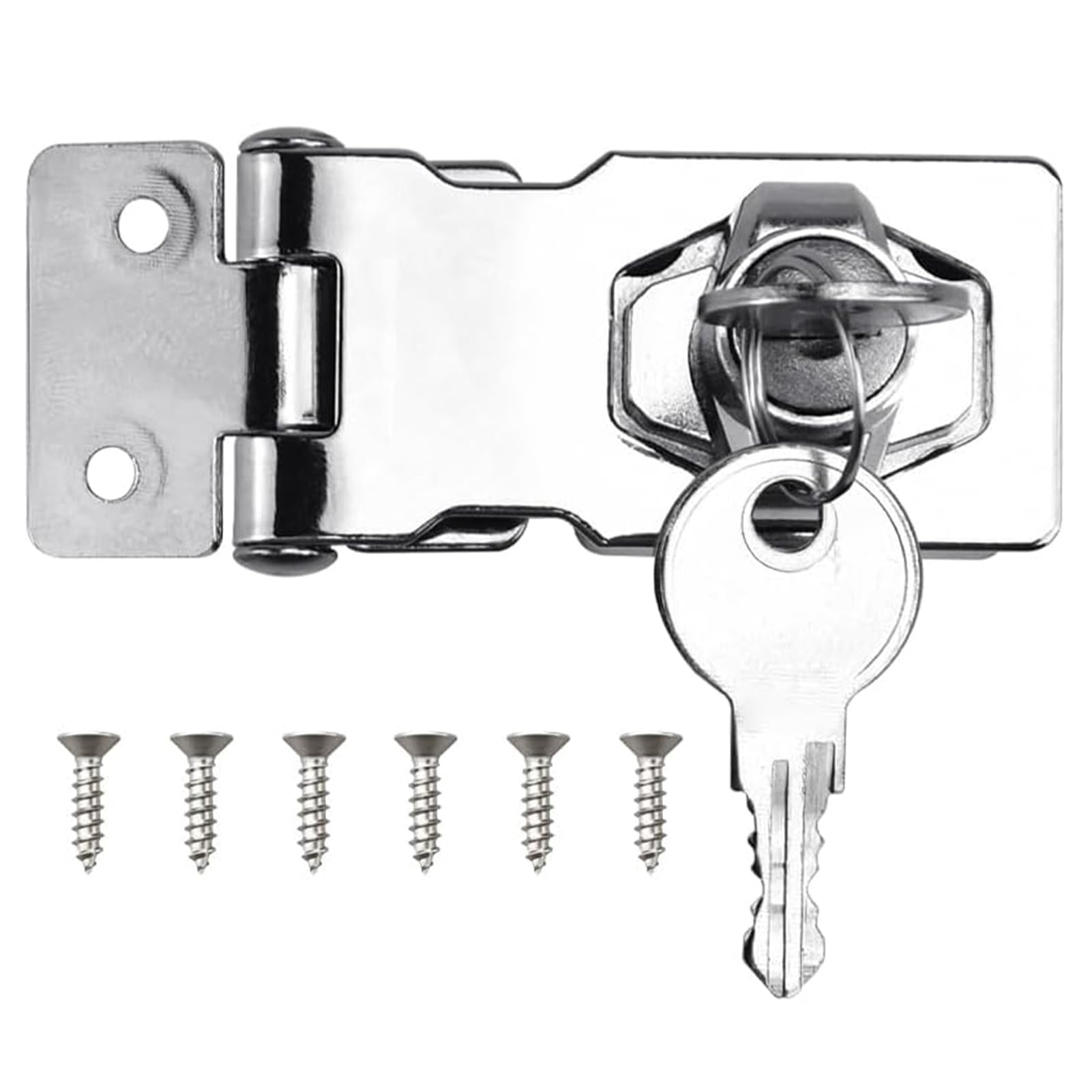 Keyed Hasp Lock Hasp and Staple with Padlock,Safety Door Clasp Gate Lock with Key for Doors, Gates, Cabinets & Cupboards (Silver, 2.5 Inches)