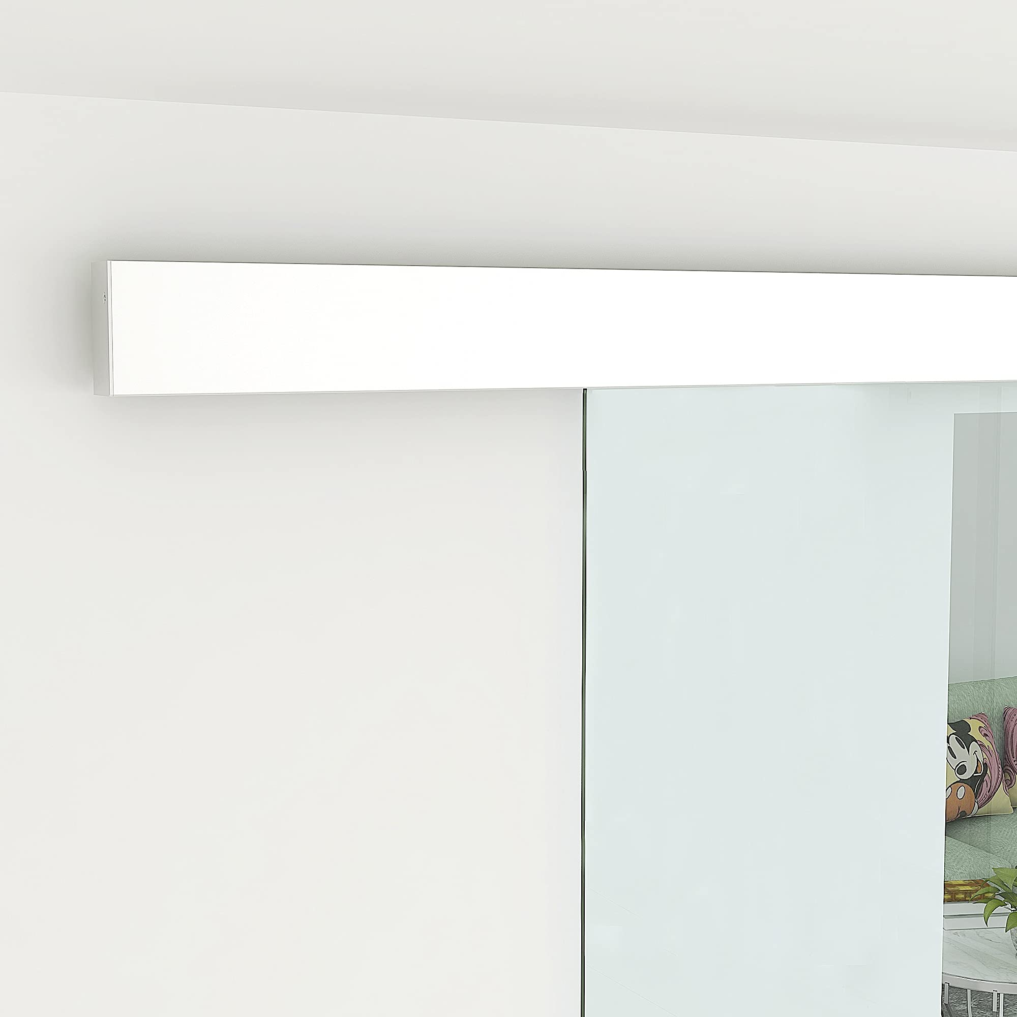 HOMCOM Porta Scorrevole in Vetro Trasparente con Binario e Maniglia in Alluminio per Bagno Cucina Studio 210x75x0.8cm