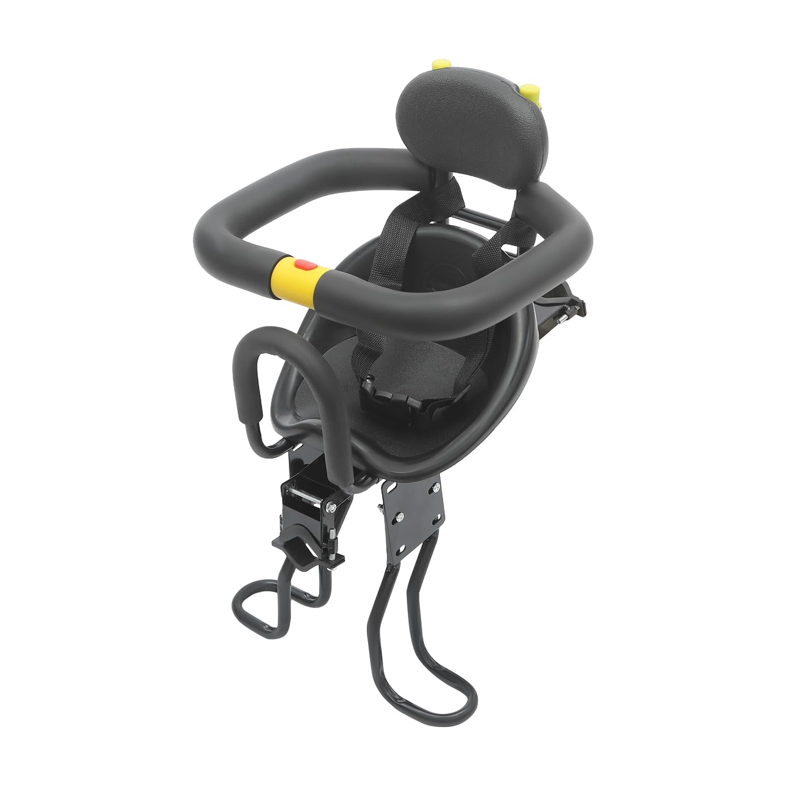 Asiento de bicicleta infantil delantero, Asiento de bicicleta ajustable para niños con pedales y respaldo de apoyo, Asiento de bicicleta para niños para bicicleta de montaña y bicicleta de