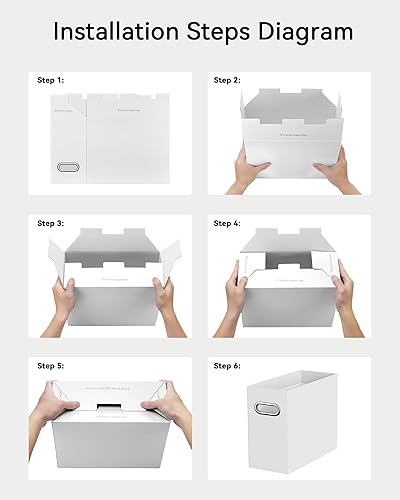 Miniatura 5 de Oterri - Organizador de archivos, caja de almacenamiento pequeña, organizador de carpetas de cartón, caja plegable para carpetas, tamaño carta,