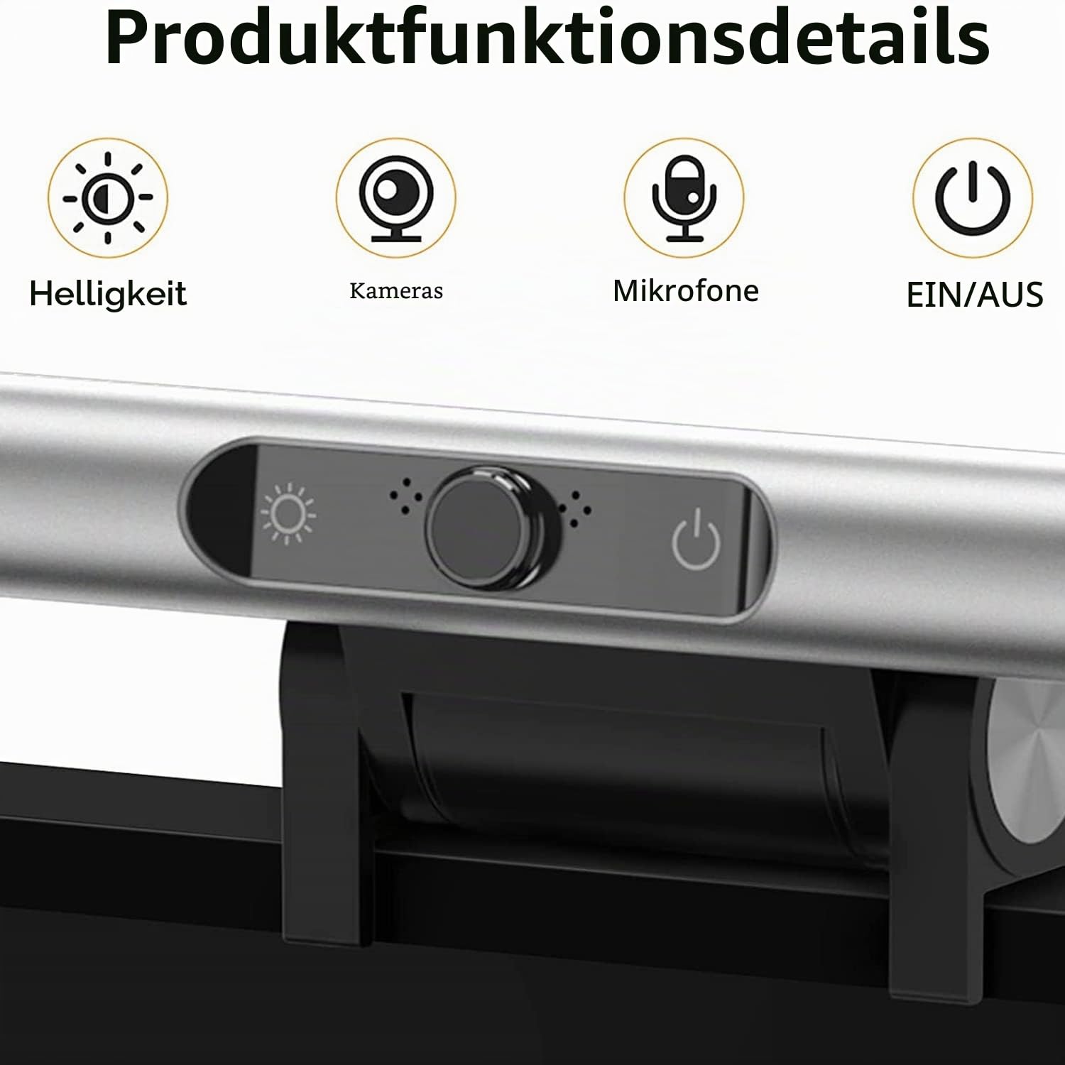 2in1 LightBar Pro Monitorlampe mit FullHD Webcam, Silber