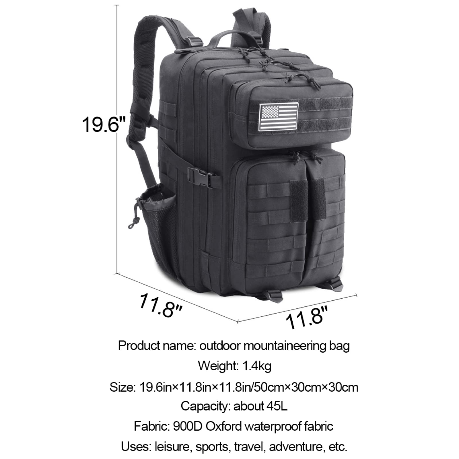 REEBOW GEAR Plecak taktyczny 45 l, plecak turystyczny, wojskowy plecak szturmowy, 3 dni, plecak taktyczny z systemem Molle, plecak wojskowy, na trekking, kemping, polowanie, wędrówki, zielony wojskowy
