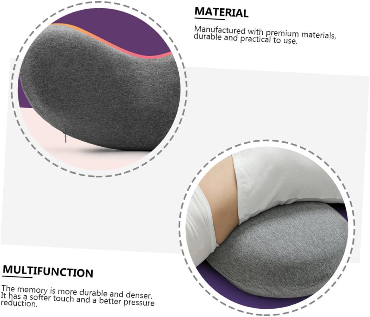 MAGICLULU Memory Lumbar Support Pillow Comfortable for Side Back Sleep Waist Pillow for Car Plane Office Home Arc Design