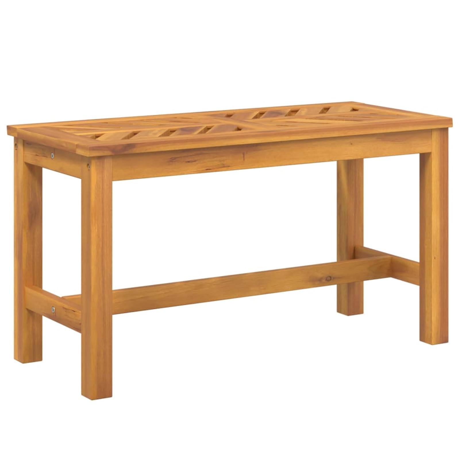 Homgoday Gartenbank 80 cm Massivholz Akazie, Holzbank mit Fischgräten-Design, geölt, 80x35x45 cm, bis 110 kg belastbar, für Garten, Terrasse und Balkon 362236