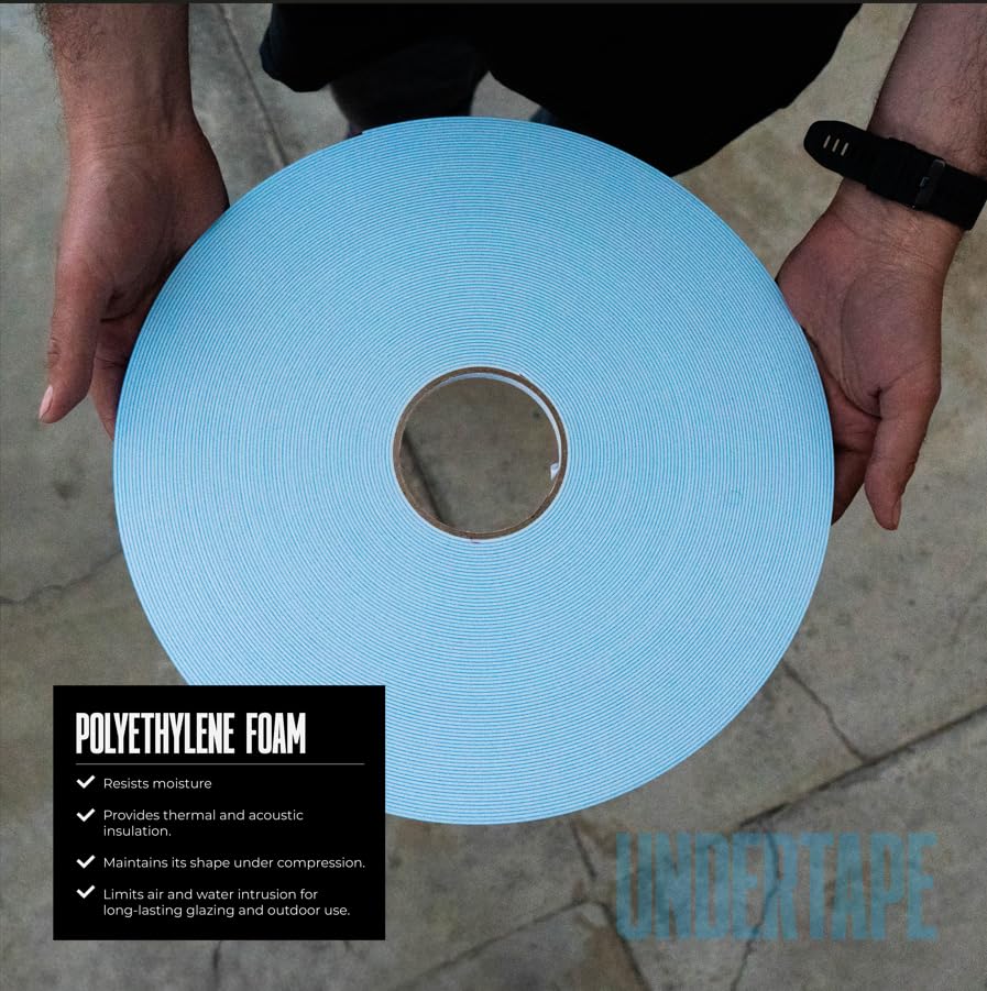 Image of Double Sided Foam Tape - 3 /8 x 1 /8 in x 82 ft (25 m) Roll - PE Closed-Cell Glazing Tape - Strong Pressure-Sensitive Acrylic Adhesive - Moisture Resistant Insulation