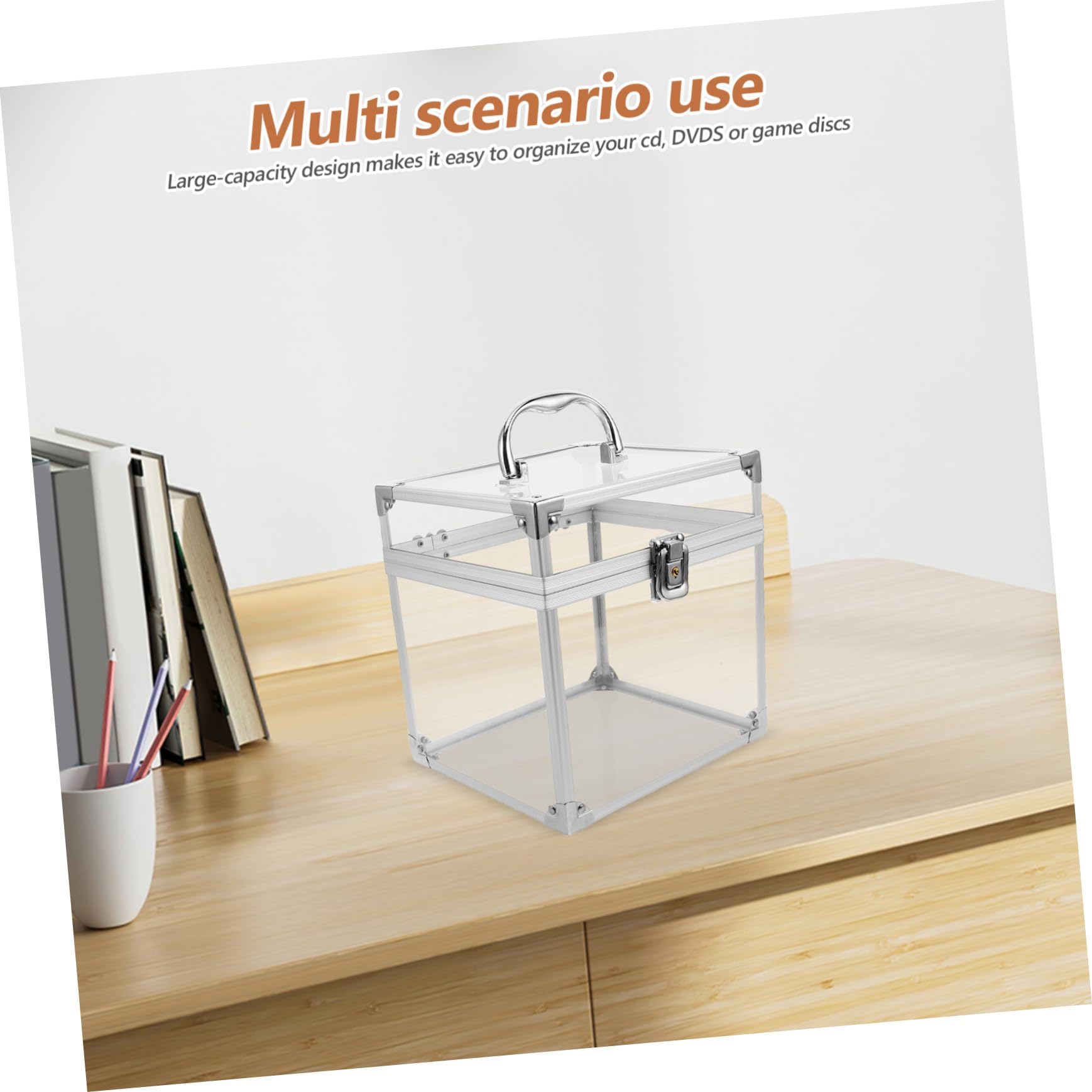 Ciieeo Organizer da Scrivania Protegge Dalla Polvere Elegante e Capiente in Acrilico Scatola Porta Vinili con Maniglia per Dischi e Cd per Spazi Ricreativi e Camera da Letto