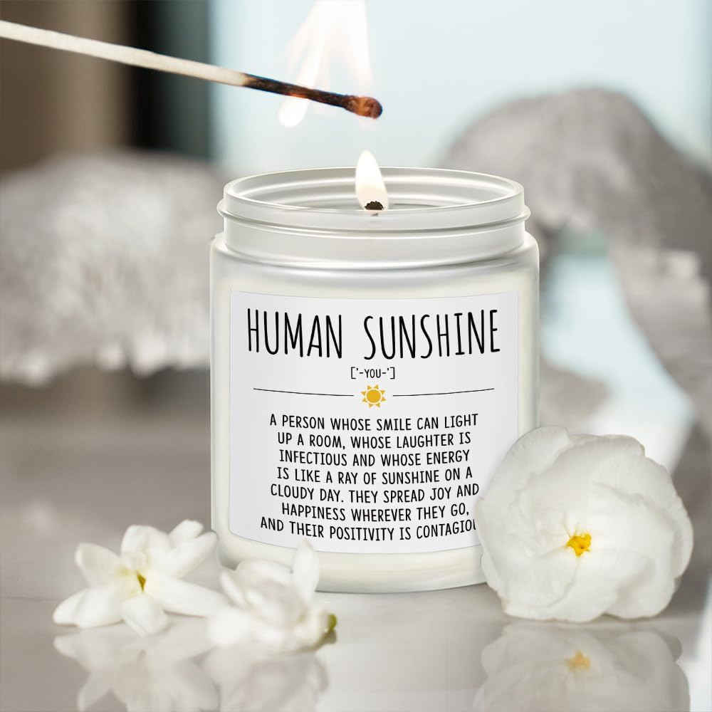 Human Sunshine Candle Thank You Inspirational Appreciation Gifts for Women Friend Coworkers Boss Teachers Nurses - Retirement Gifts for Woman - Eucalyptus, Mint, Cedar, Clove, Patchouli, Vanilla 9OZ - Image 2
