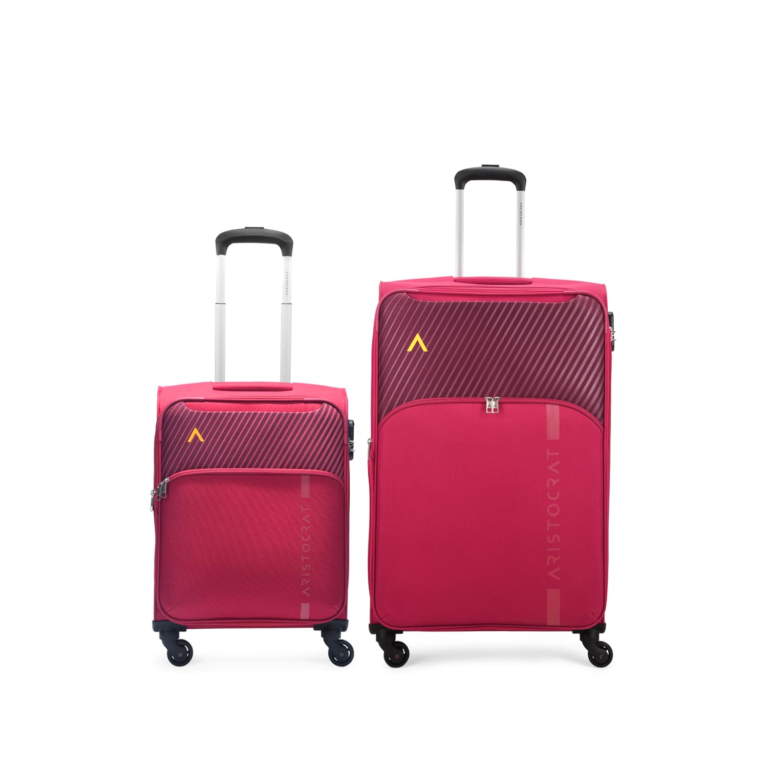 aristocrat Striker Set of 2 Cabin & Large Size (Check in) Soft Luggage (59 cm & 79 cm) | Spacious Polyester Trolley with 4 Spinner Wheels and Combination Lock | Dazzling Maroon | Unisex-picture-12