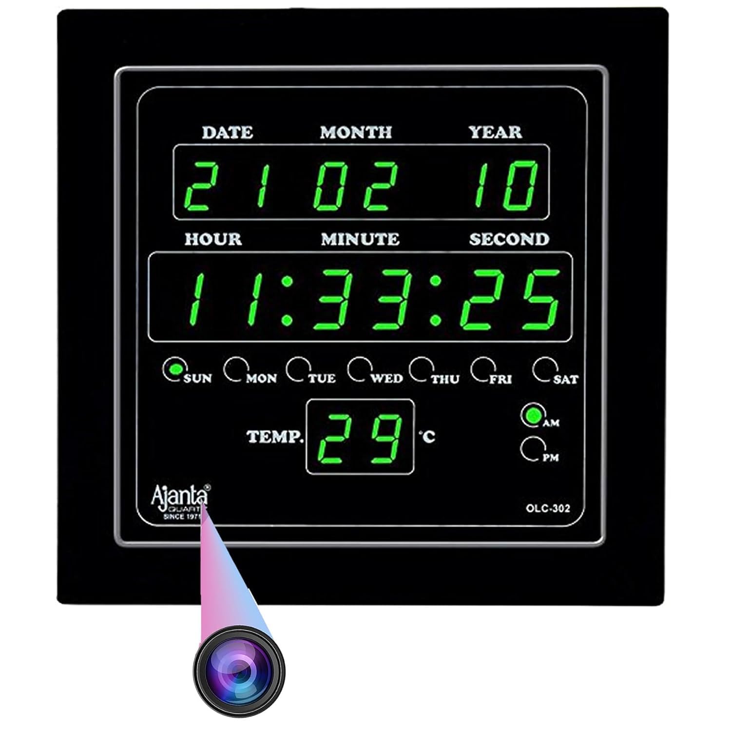 Green Display Smart Digital Full HD WiFi Digital Spy Camera Wall Clock Hidden with Video Recording and HD Voice Quality Watch Live Video (32GB SD Card Free).-picture-12